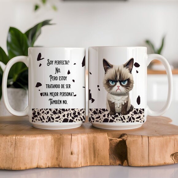 Sarcastic Spanish Cup, Funny Cat Latte Mug - Picture 1 of 3
